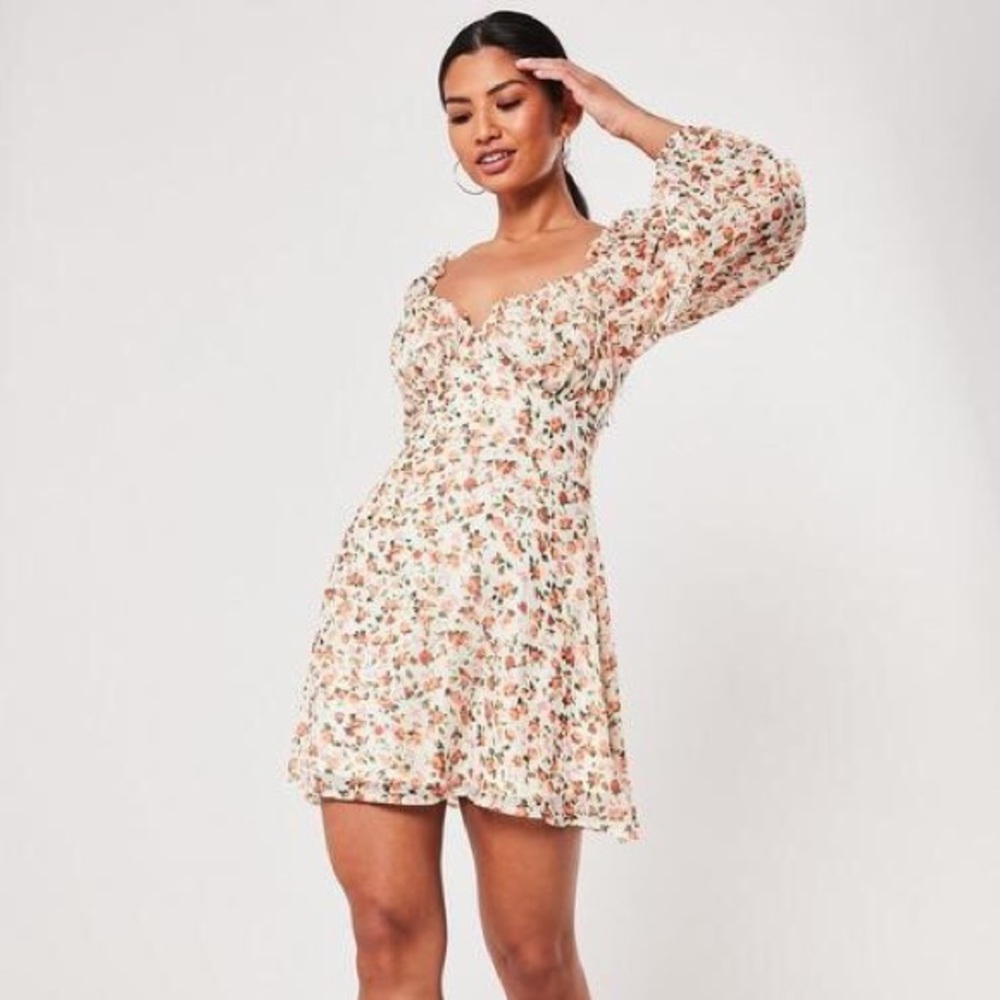 Orange Floral Mini Dress